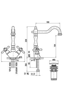 Смеситель для раковины Rav Slezak Morava retro MK121.5/8SM бронза